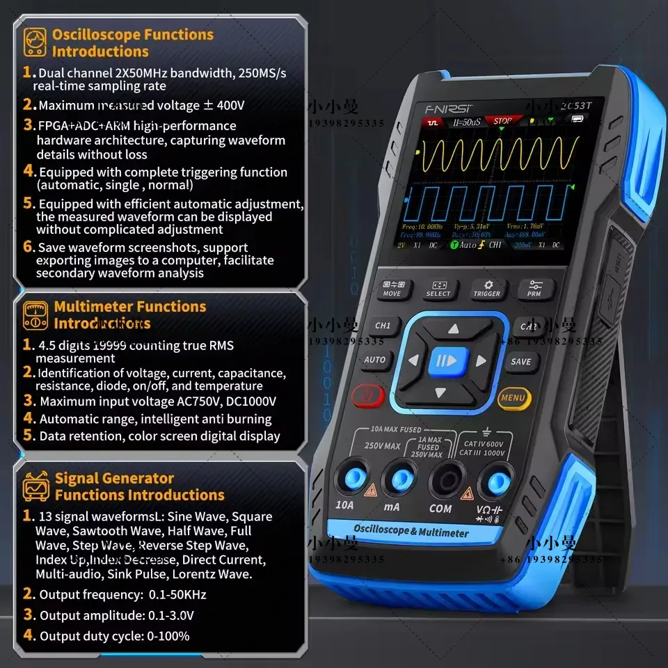 FNIRSI 2C23T10MHz, 2C53T 50MHz - Fnirsi Digital Oscilloscope Handheld incelemesi ve fiyatı
